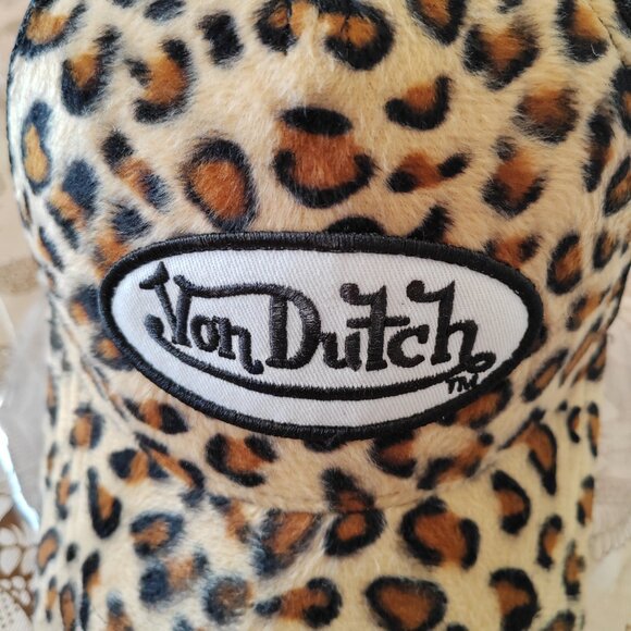 Von Dutch Logo Leopard Print Trucker Hat